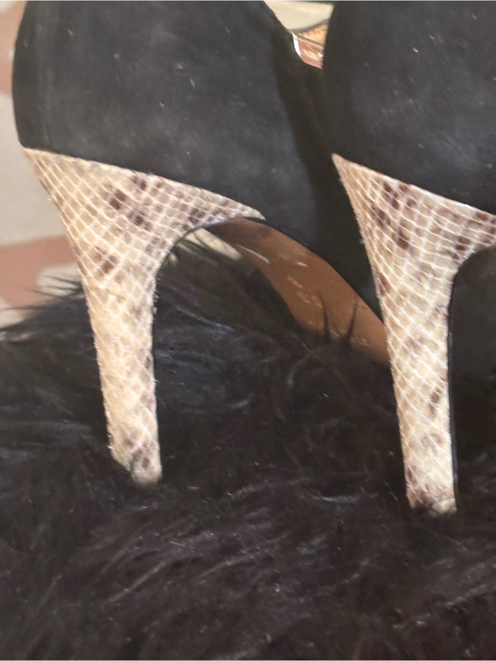 Coach Black Suede Ankle Booties Snake Print Heels Side Zip Size 8.5 - Picture 5 of 8